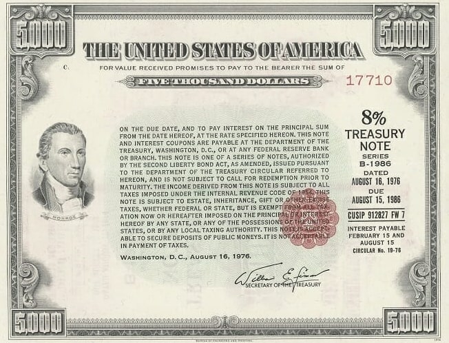 Старая казначейская облигация США